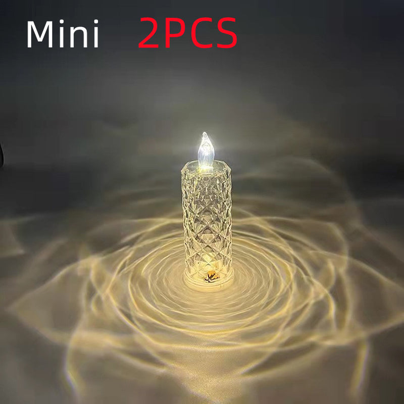 Romantic LED Rose Diamond Table Lamps for Bedroom Living Room Party Dinner Decor Creative Lights