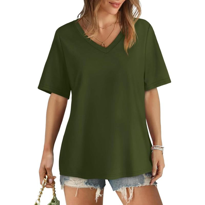 WIHOLL Womens T Shirts V Neck Short Sleeve Casual Loose Tees Tops 2025 Trending Now #Springtok