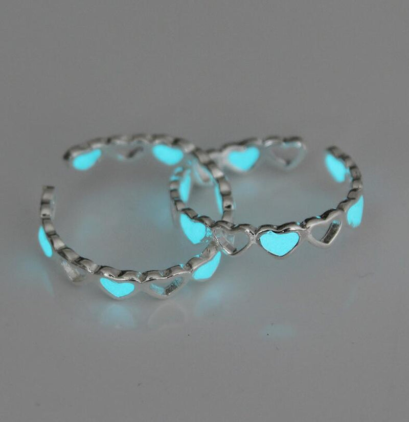 Women'S Hollow Heart-Shaped Luminous Necklace Ring