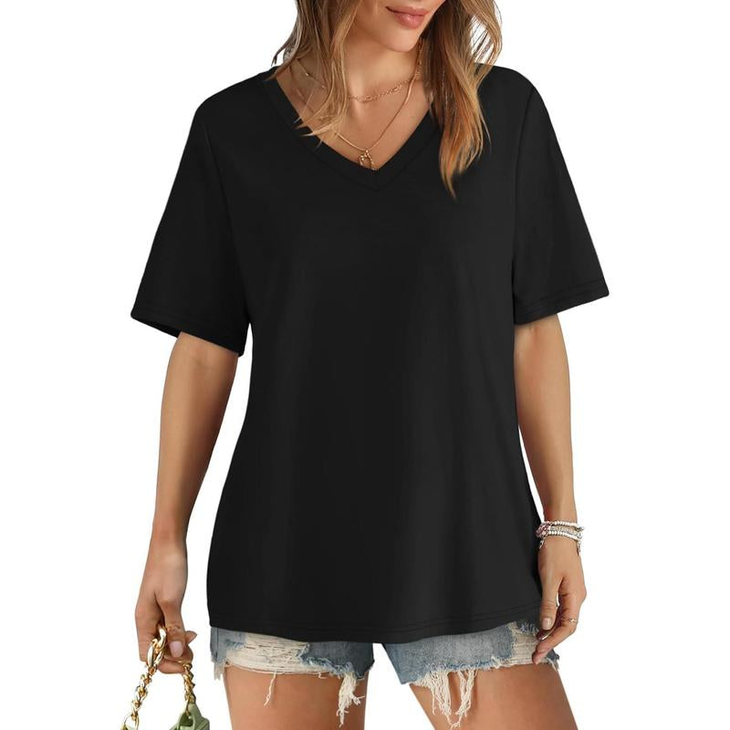 WIHOLL Womens T Shirts V Neck Short Sleeve Casual Loose Tees Tops 2025 Trending Now #Springtok