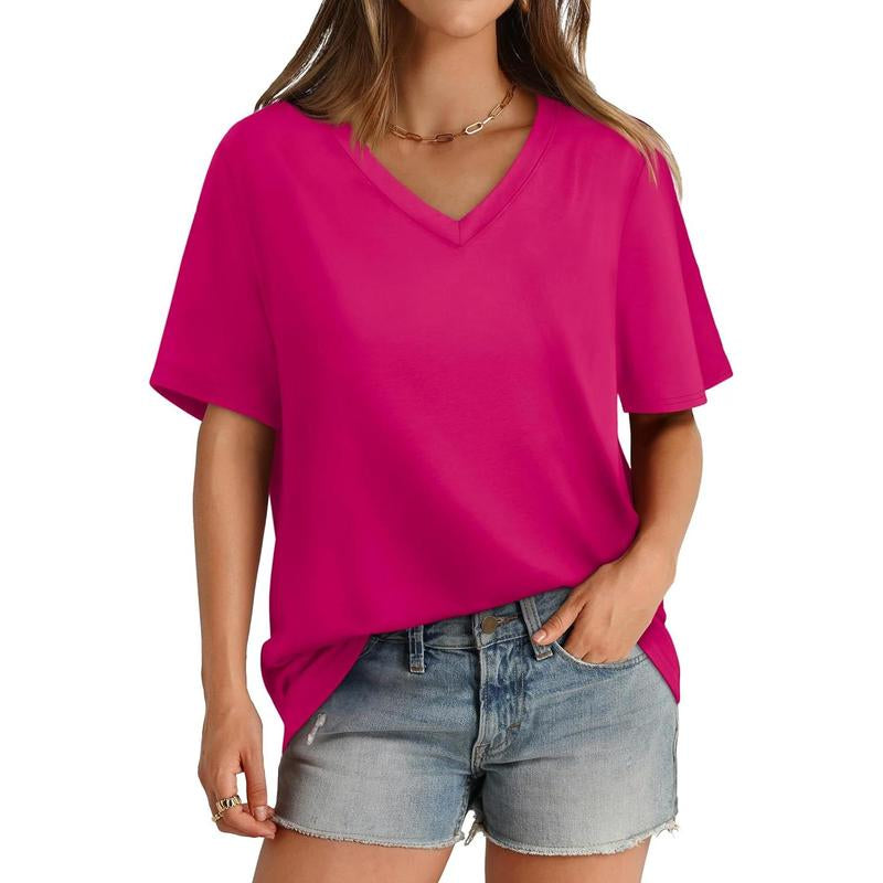 WIHOLL Womens T Shirts V Neck Short Sleeve Casual Loose Tees Tops 2025 Trending Now #Springtok