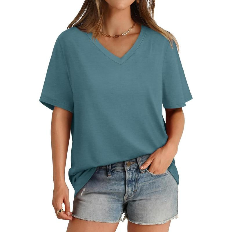 WIHOLL Womens T Shirts V Neck Short Sleeve Casual Loose Tees Tops 2025 Trending Now #Springtok