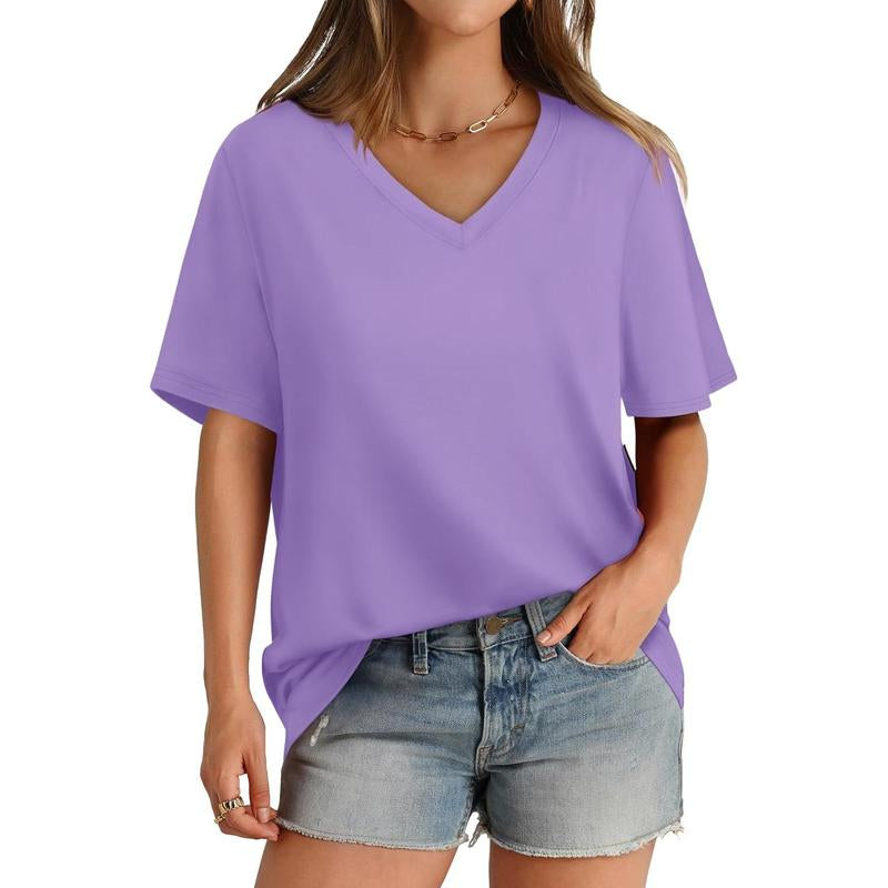 WIHOLL Womens T Shirts V Neck Short Sleeve Casual Loose Tees Tops 2025 Trending Now #Springtok