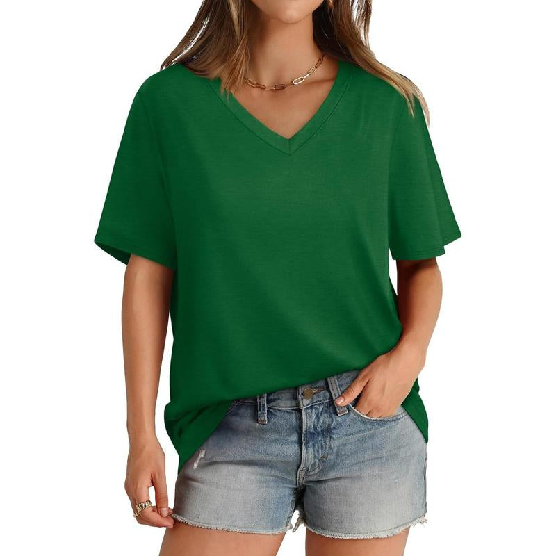 WIHOLL Womens T Shirts V Neck Short Sleeve Casual Loose Tees Tops 2025 Trending Now #Springtok