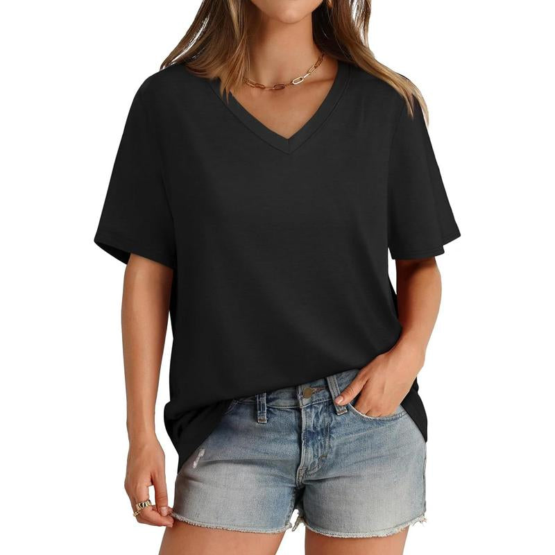 WIHOLL Womens T Shirts V Neck Short Sleeve Casual Loose Tees Tops 2025 Trending Now #Springtok