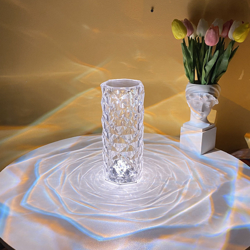 Romantic LED Rose Diamond Table Lamps for Bedroom Living Room Party Dinner Decor Creative Lights