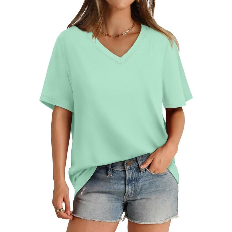 WIHOLL Womens T Shirts V Neck Short Sleeve Casual Loose Tees Tops 2025 Trending Now #Springtok
