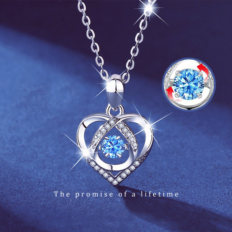 S925 Beating Heart-Shaped Necklace Women Luxury Love Rhinestones Necklace Jewelry Gift for Valentine'S Day