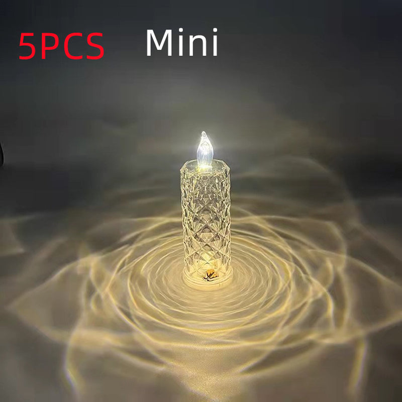 Romantic LED Rose Diamond Table Lamps for Bedroom Living Room Party Dinner Decor Creative Lights