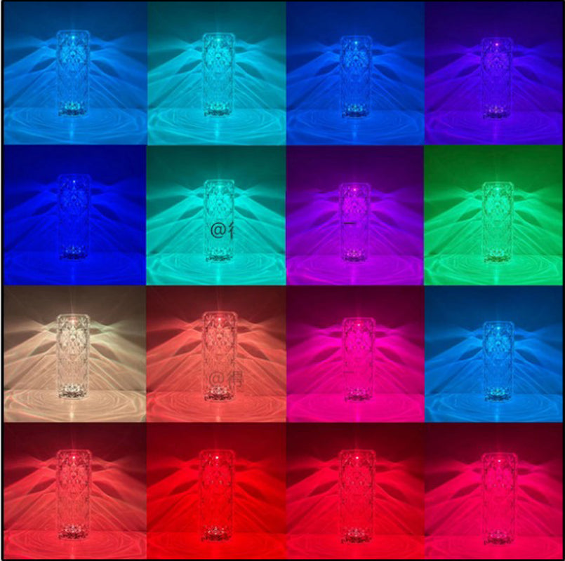 Romantic LED Rose Diamond Table Lamps for Bedroom Living Room Party Dinner Decor Creative Lights