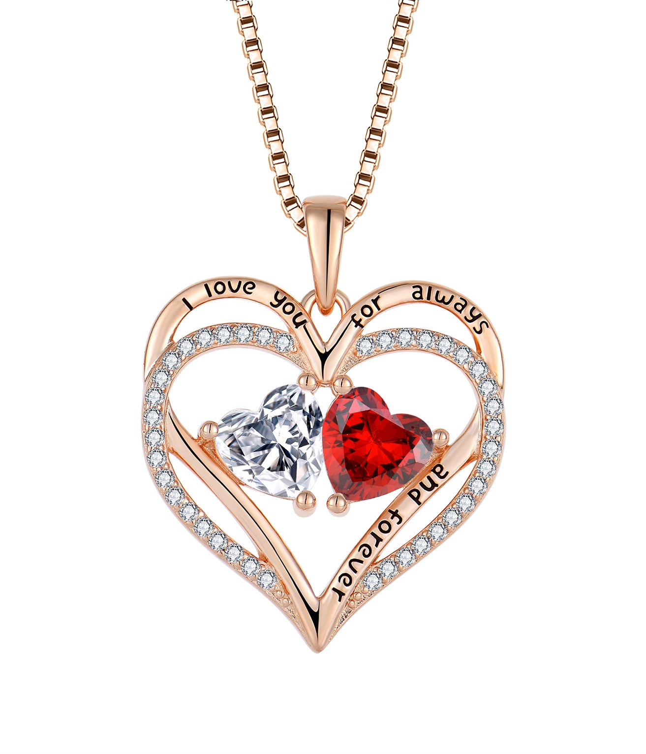 S925 Silver Double Love Necklace with Rhinestones Fashion Personality Heart-Shaped Necklace Valentine'S Day Gift
