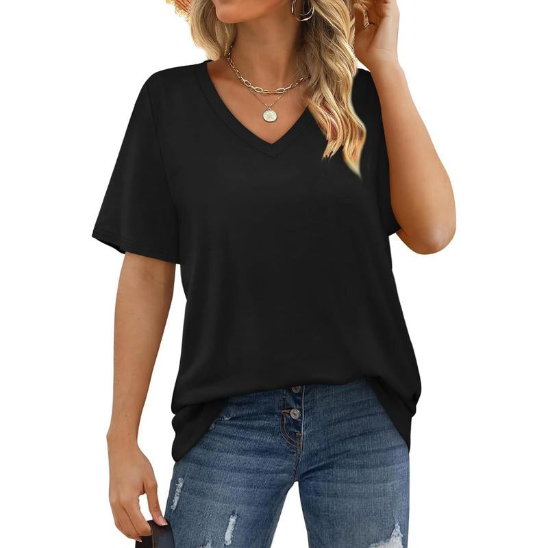 WIHOLL Womens T Shirts V Neck Short Sleeve Casual Loose Tees Tops 2025 Trending Now #Springtok