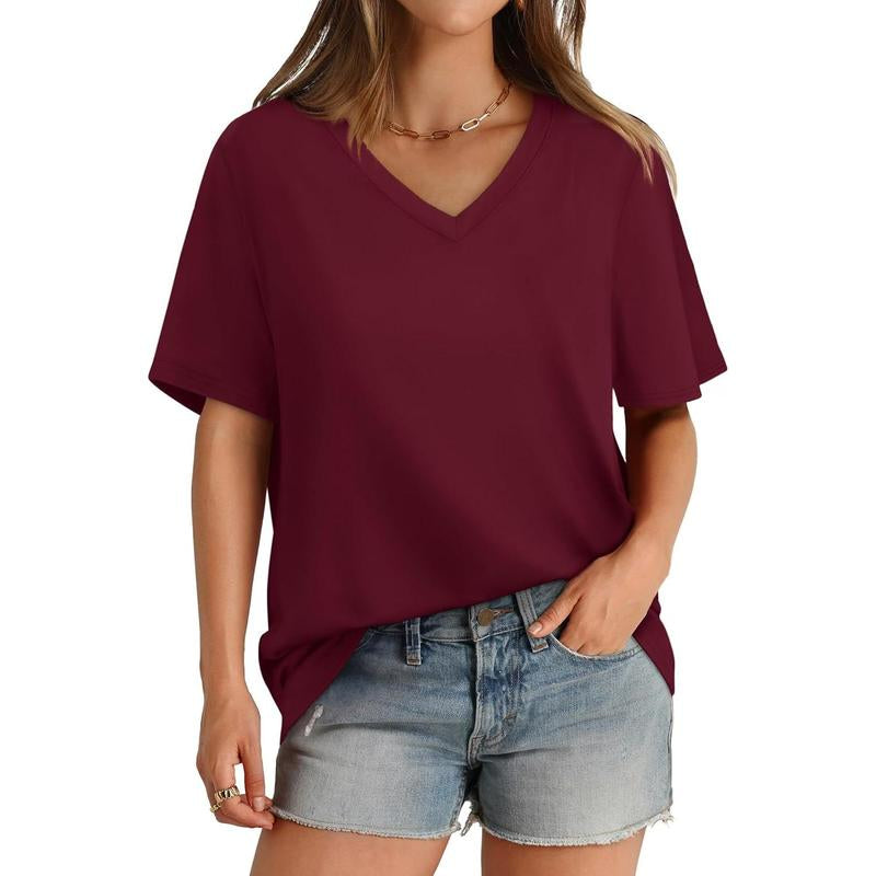 WIHOLL Womens T Shirts V Neck Short Sleeve Casual Loose Tees Tops 2025 Trending Now #Springtok