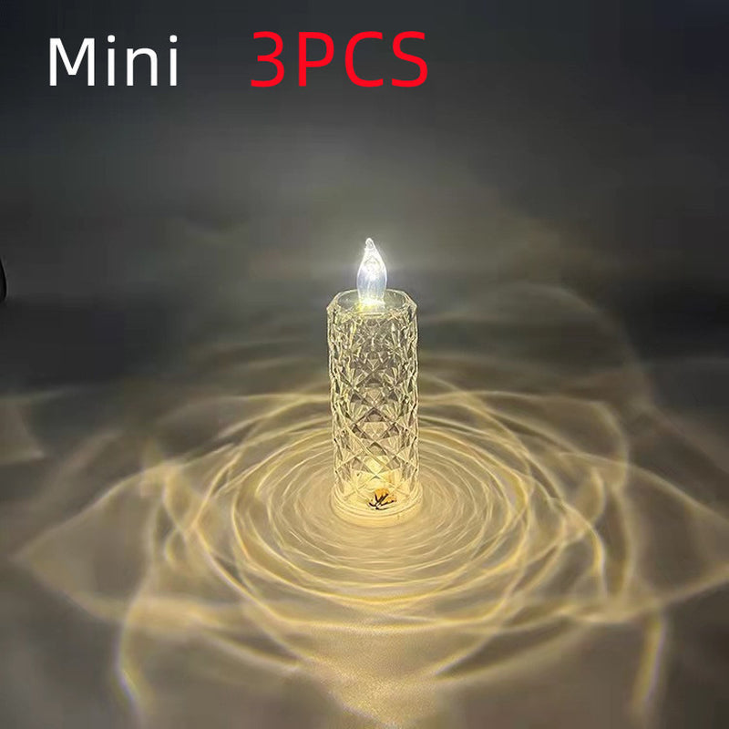 Romantic LED Rose Diamond Table Lamps for Bedroom Living Room Party Dinner Decor Creative Lights