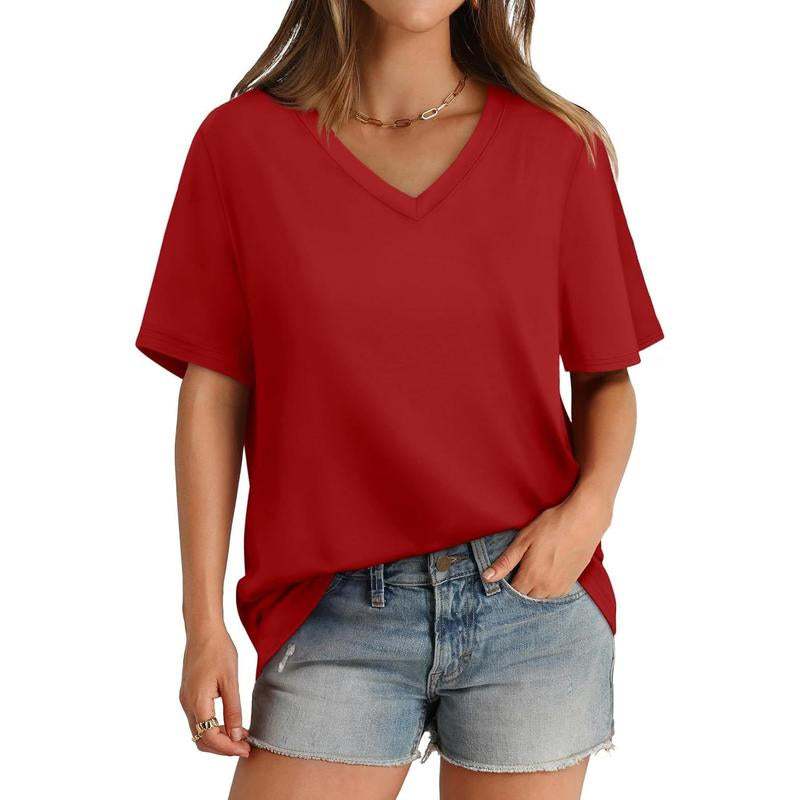 WIHOLL Womens T Shirts V Neck Short Sleeve Casual Loose Tees Tops 2025 Trending Now #Springtok