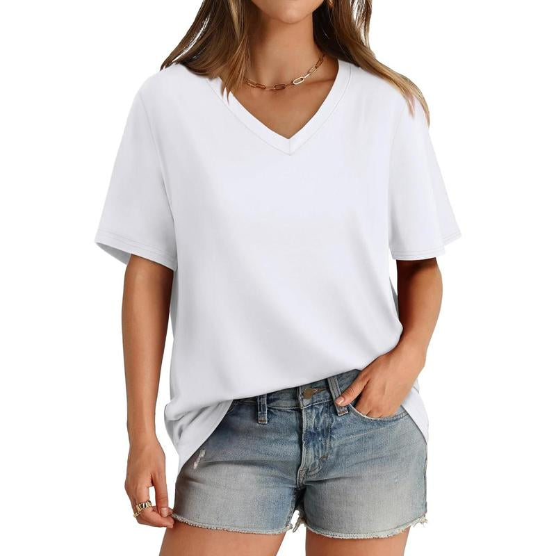 WIHOLL Womens T Shirts V Neck Short Sleeve Casual Loose Tees Tops 2025 Trending Now #Springtok