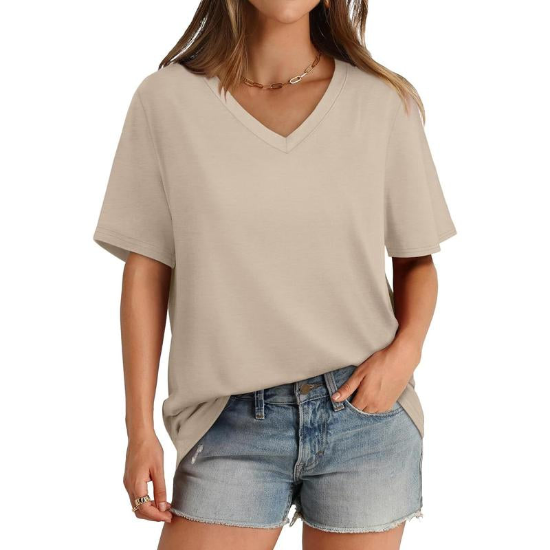 WIHOLL Womens T Shirts V Neck Short Sleeve Casual Loose Tees Tops 2025 Trending Now #Springtok