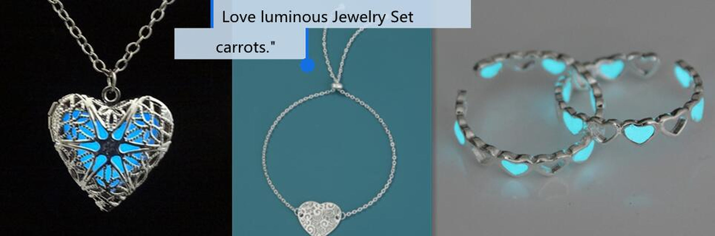 Women'S Hollow Heart-Shaped Luminous Necklace Ring